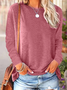 Crew Neck Long Sleeve Plain Lightweight Micro-Elasticity Regular Fit Blouse For Women