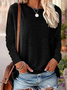 Crew Neck Long Sleeve Plain Lightweight Micro-Elasticity Regular Fit Blouse For Women