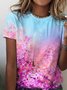 Women Casual Floral Summer Lightweight Loose Best Sell Short sleeve Crew Neck H-Line T-shirt