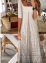 Vintage Ethnic Autumn Square neck Natural Daily Loose Long Regular Dresses for Women