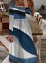 Geometric Casual Autumn Square neck Natural Daily Loose A-Line Regular Size Dresses for Women