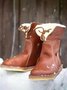 Women Casual PU Boots Full Waterproof Insulated Low Heel Winter Boots