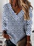 Women Casual Ethnic Autumn Micro-Elasticity Daily Loose Jersey H-Line Regular Sweatshirts