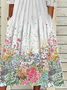 Women Casual Floral Autumn Lace V neck Micro-Elasticity Midi Regular Regular Size Dresses