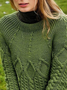Women's Tunic Sweater Knit Jumper Jumper Cable Knit Solid Color Crew Neck Casual Daily Fall Winter