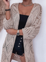 Women Casual Plain Autumn Micro-Elasticity Loose Standard Long sleeve Wool/Knitting Regular Sweater coat
