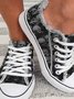 Street All Season Skull Daily Canvas Fabric Lace-Up Canvas Sneakers for Women
