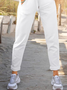 Women Plain Sports Autumn Polyester Natural Micro-Elasticity Loose Long H-Line Sweatpants