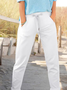 Women Plain Sports Autumn Polyester Natural Micro-Elasticity Loose Long H-Line Sweatpants