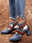 Women Floral All Season Ethnic Zipper Commuting Vintage Style Pu Rubber Classic Boots Boots