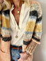 Women Casual Color Block Winter Standard Long sleeve Mid-long H-Line Medium Elasticity Regular Size Sweater