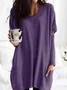 Casual Pockets Long Sleeve Solid Tunic Top