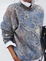 Casual Paisley Crew Neck Long Sleeve Loose Sweater