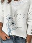Dandelion Long Sleeve Buttoned Lace V Neck Casual Sweater