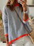Casual Striped Long Sleeve Round Neck  Tunic Sweater Knit Jumper