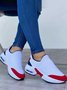 Color Block Sports All Season Split Joint Daily Slip On Low Heel Closed Toe Fabric Sneakers for Women