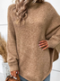 Turtleneck Yarn/Wool Yarn Loose Casual Tunic Sweater Knit Jumper