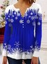 Christmas Printed Jersey Casual Long Sleeve TUNIC Top