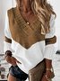 Long Sleeve V Neck Casual Cotton-Blend Tunic Sweater Knit Jumper
