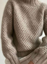 Plain Casual Long sleeve Turtleneck Wool/Knitting Sweater