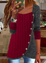 Christmas Casual Buttoned Long Sleeve Tunic Top
