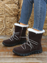 Plus Size Lace Up Design Side Zip Warm Lined Snow Boots