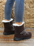 Plus Size Lace Up Design Side Zip Warm Lined Snow Boots