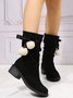 Christmas Pompom Decor  Faux Suede Slouchy Boots