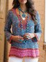 Ethnic V Neck Casual Tunic Top