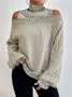 Turtleneck Casual Geometric Tunic Sweater Knit Jumper
