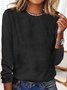 Crew Neck Long Sleeve Plain Lightweight Micro-Elasticity Regular Fit Shirt For Women