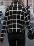 Long Sleeve Color Block Plaid Casual Turtleneck Sweater