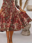Loose Cotton-Blend Vintage Midi Dress