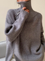 Casual Zipper Plain Turtleneck Sweater