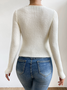 Plain V Neck Casual Yarn/Wool Yarn Sweater