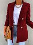 Women Casual Plain Autumn Natural Micro-Elasticity Daily Loose X-Line Regular Size Blazer