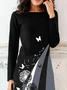 Casual Crew Neck Color Block Regular Fit Dress