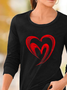 Casual Crew Neck Heart/Cordate Loose T-Shirt