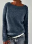 Women Casual Crew Neck Acrylic Long Sleeve Sweater Pullovers