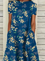 Loose Casual Blue Floral Dress