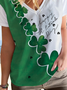 Jersey Loose St Patricks Day Casual V Neck T-Shirt