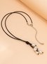 Boho Vacation Leather Pearl Pendant Necklace Western Jewelry