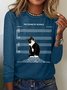 Crew Neck Long Sleeve Text Letters Regular Micro-Elasticity Regular Fit Blouse For Women