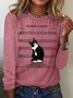 Crew Neck Long Sleeve Text Letters Regular Micro-Elasticity Regular Fit Blouse For Women