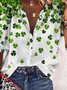 Casual Four-Leaf Clover Printed Loose Blouse