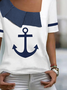 Anchor Pattern Casual Jersey Shirt