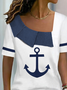 Anchor Pattern Casual Jersey Shirt