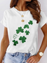 Four Leaf Clover Pattern Casual T-Shirt