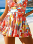 Casual Abstract V Neck Swim Dress