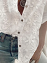 Shirt Collar Long Sleeve Plain Buttoned Regular Loose TUNIC Blouse For Women
